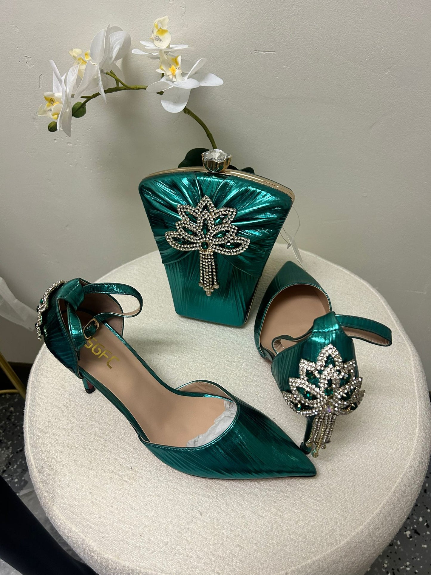 Matching Art Deco Style Jeweld Bag & Shoe