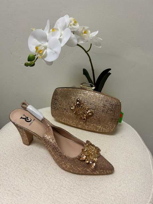 Beautiful Glitter & Jewel Clutch with Heels