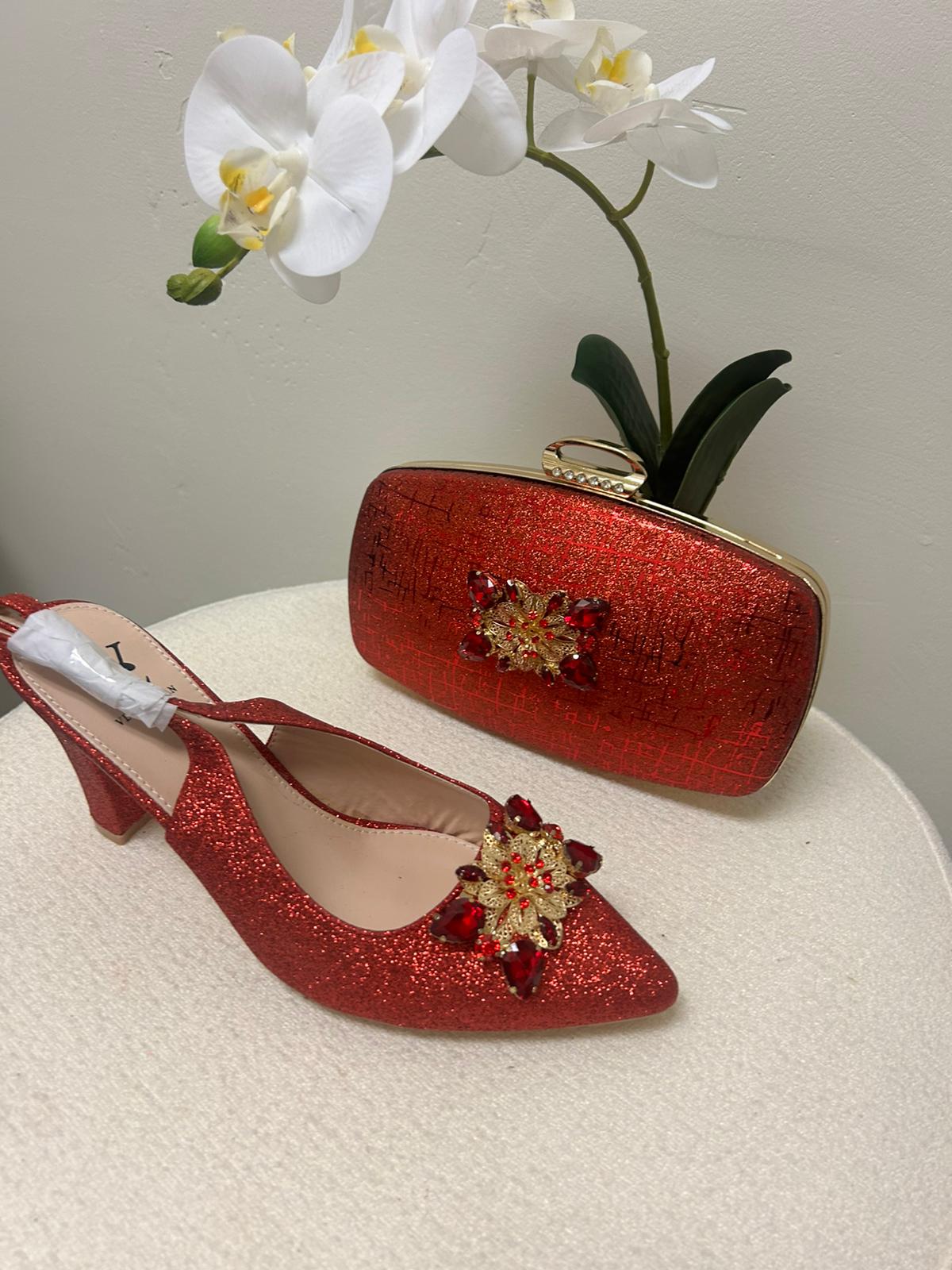 Beautiful Glitter & Jewel Clutch with Heels