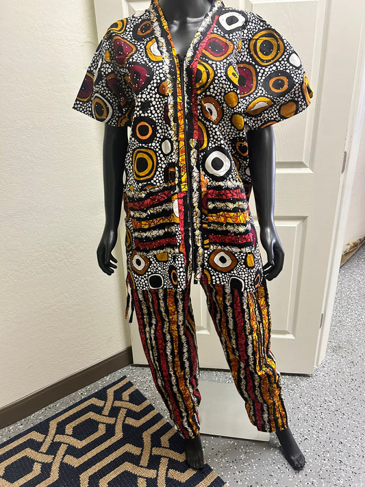Lightly Beaded Multicolored Ethnic Pants Set